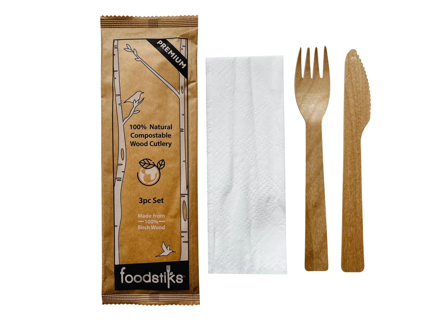 Bamboo Cutlery Set Biodegradable Disposable Cutlery Bamboo Knife Fork