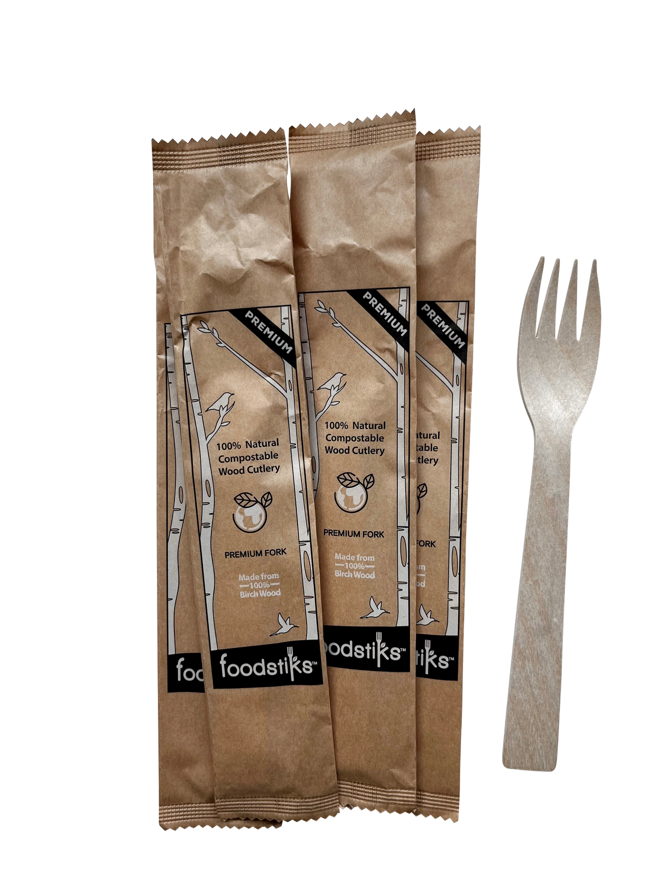 Individually Wrapped Forks Foodstiks Individually wrapped wooden fork, Disposable & Backyard ...